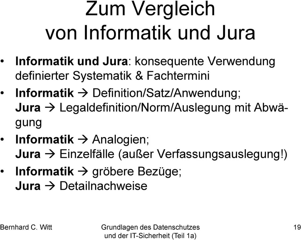 Legaldefinition/Norm/Auslegung mit Abwägung Informatik Analogien; Jura