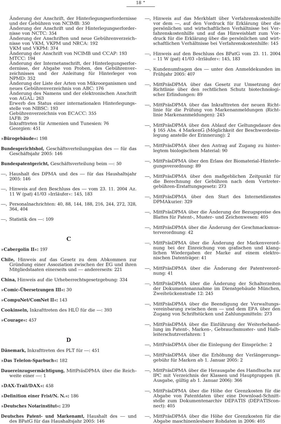 von Proben, des Gebührenverzeichnisses und der Anleitung für Hinterleger von NPMD: 352 Änderung der Liste der Arten von Mikroorganismen und neues Gebührenverzeichnis von ABC: 176 Änderung des Namens