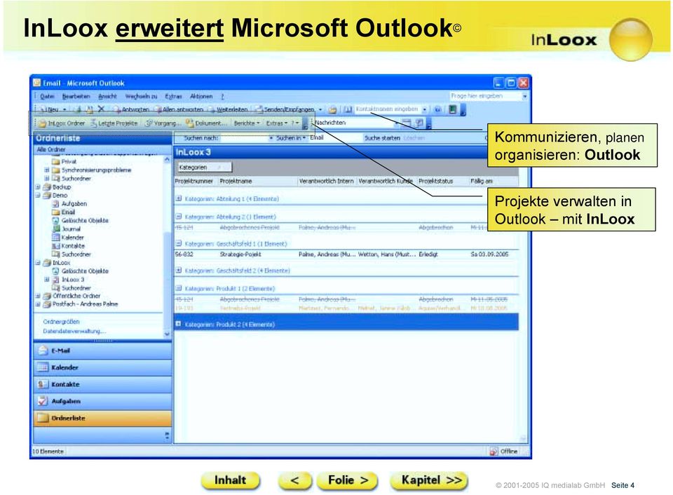 Outlook Projekte verwalten in Outlook
