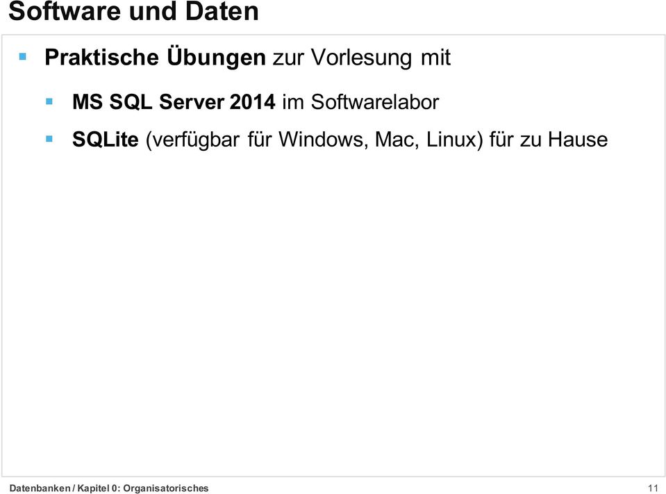 Softwarelabor SQLite (verfügbar für Windows,