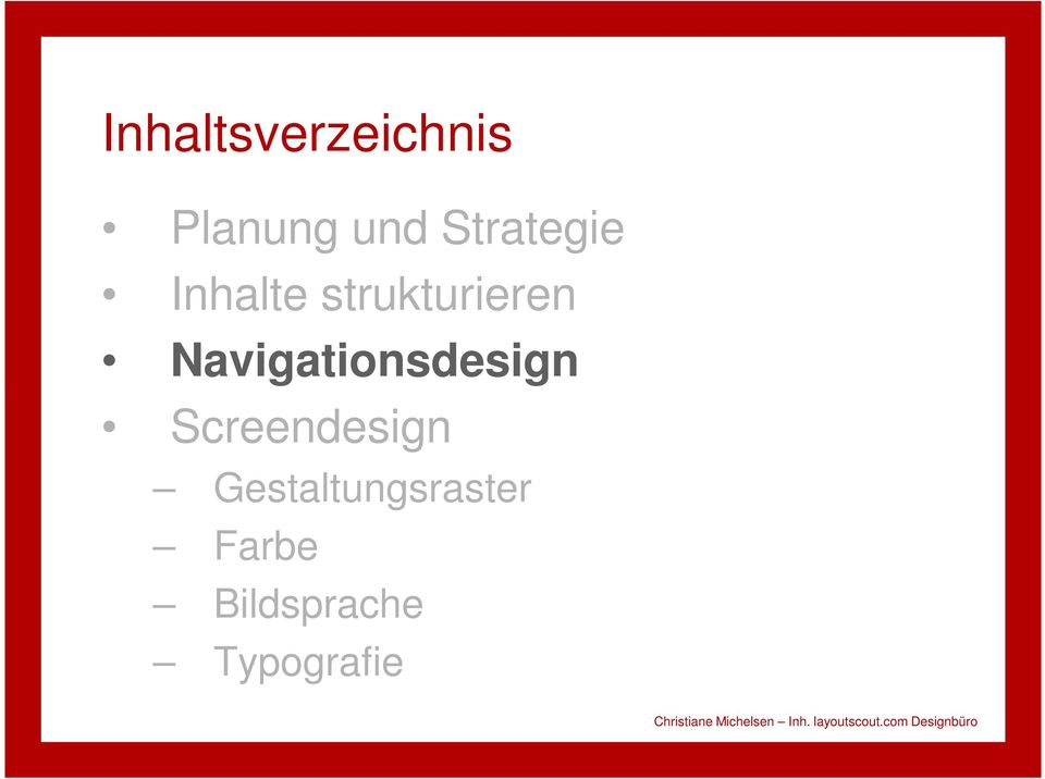 Navigationsdesign Screendesign