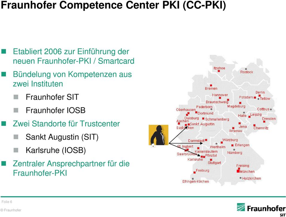 Instituten Fraunhofer SIT Fraunhofer IOSB Zwei Standorte für Trustcenter