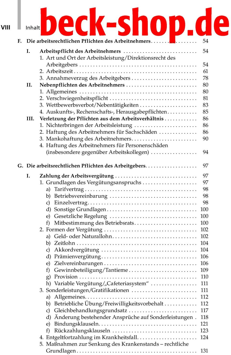 Auskunfts-, Rechenschafts-, Herausgabepflichten.... 85 III. Verletzung der Pflichten aus dem Arbeitsverhältnis... 86 1. Nichterbringen der Arbeitsleistung... 86 2.