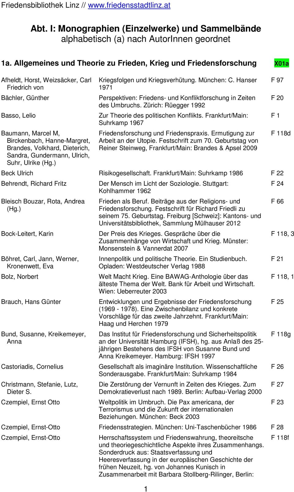 Brandes, Volkhard, Dieterich, Sandra, Gundermann, Ulrich, Suhr, Ulrike (Hg.) Kriegsfolgen und Kriegsverhütung. München: C.