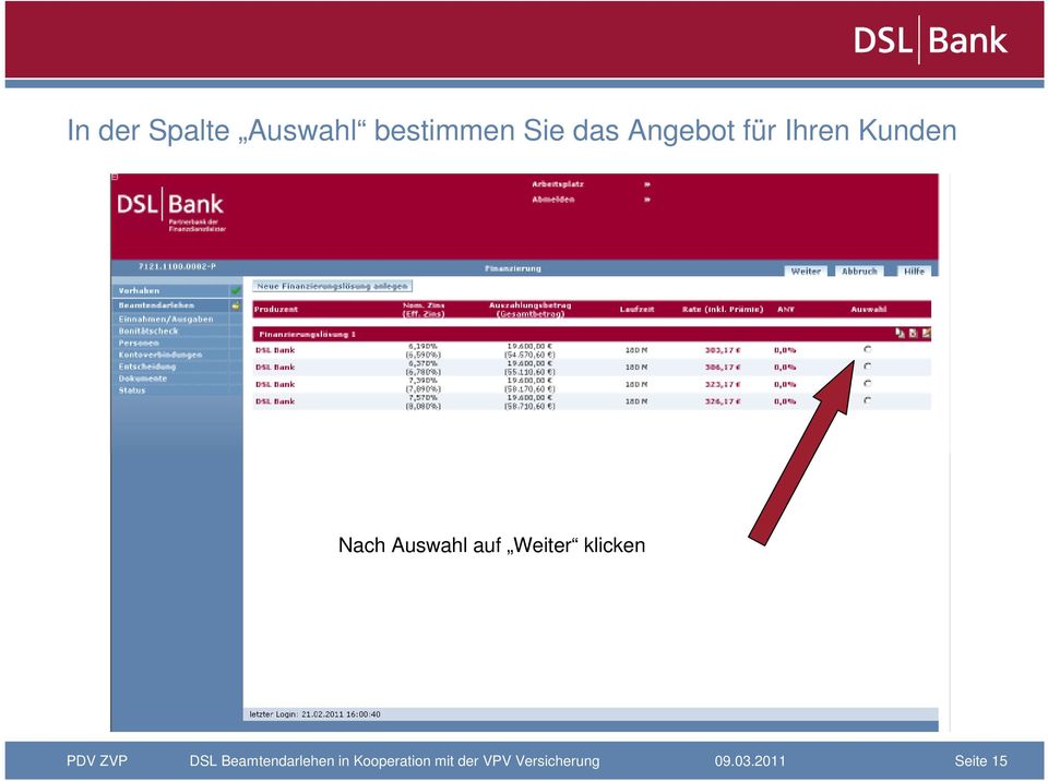 Weiter klicken DSL Beamtendarlehen in