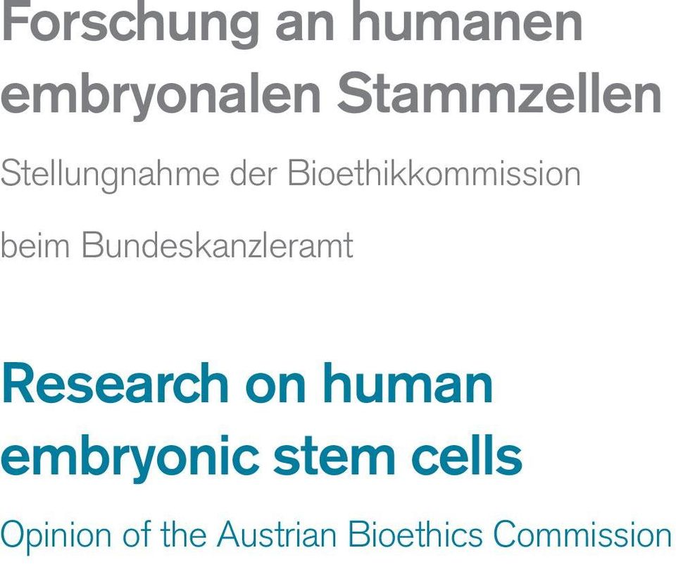 Bundeskanzleramt Research on human embryonic