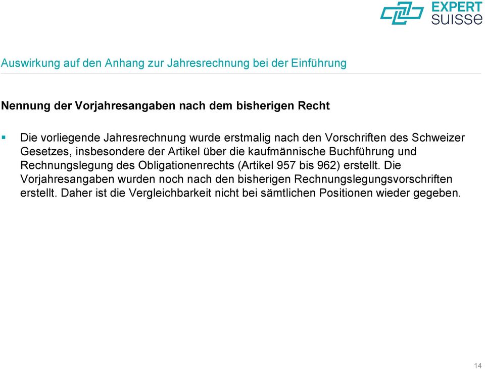 kaufmännische Buchführung und Rechnungslegung des Obligationenrechts (Artikel 957 bis 962) erstellt.