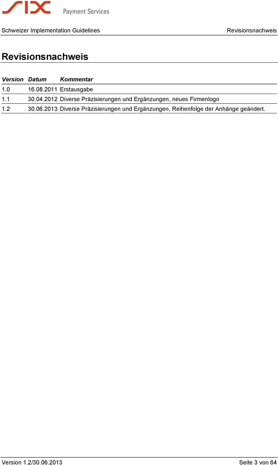 2012 Diverse Präzisierungen und Ergänzungen, neues Firmenlogo 1.2 30.06.