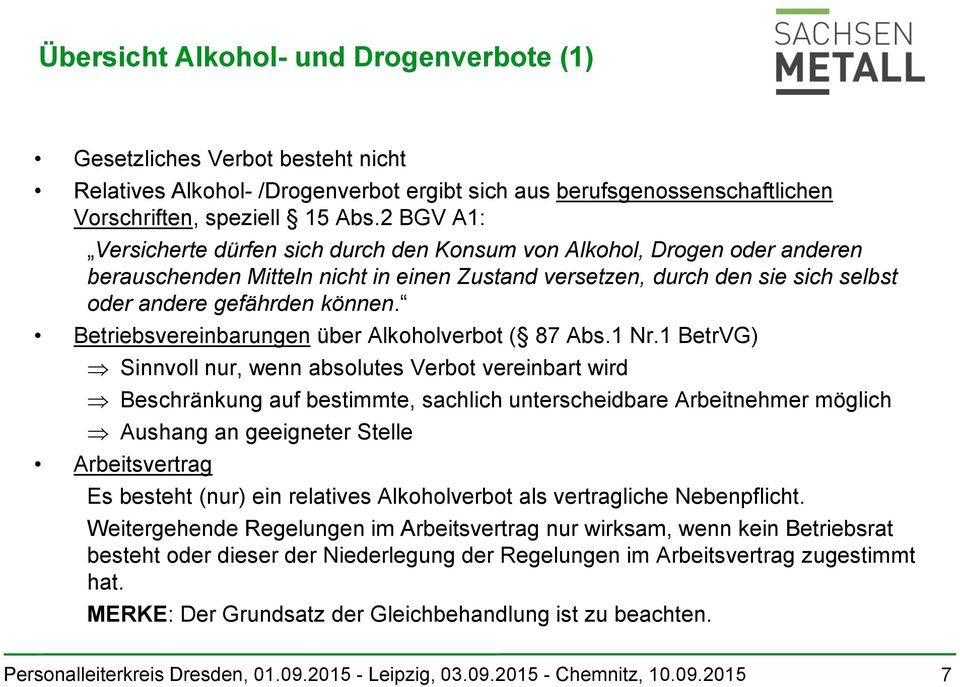 Betriebsvereinbarungen über Alkoholverbot ( 87 Abs.1 Nr.