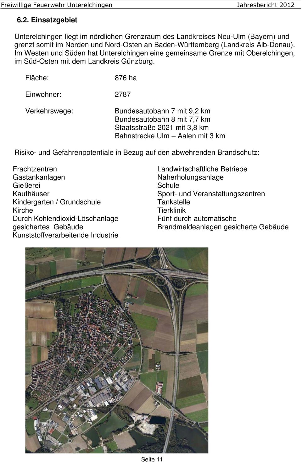 Fläche: 876 ha Einwohner: 2787 Verkehrswege: Bundesautobahn 7 mit 9,2 km Bundesautobahn 8 mit 7,7 km Staatsstraße 2021 mit 3,8 km Bahnstrecke Ulm Aalen mit 3 km Risiko- und Gefahrenpotentiale in