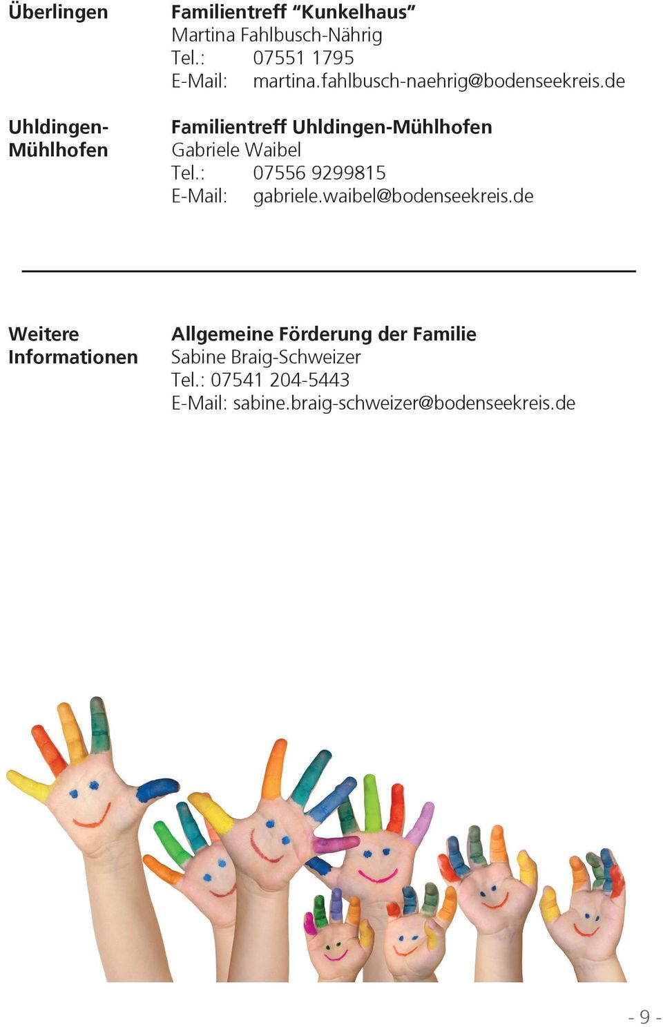 de Familientreff Uhldingen-Mühlhofen Gabriele Waibel Tel.: 07556 9299815 E-Mail: gabriele.