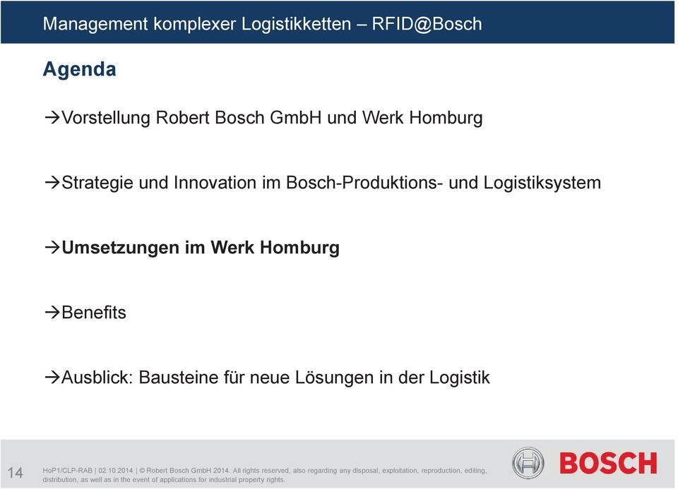 Logistiksystem Umsetzungen im Werk Homburg Benefits
