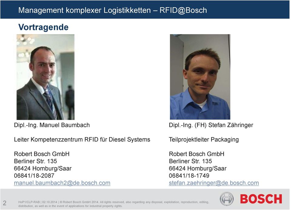 (FH) Stefan Zähringer Leiter Kompetenzzentrum RFID für Diesel Systems