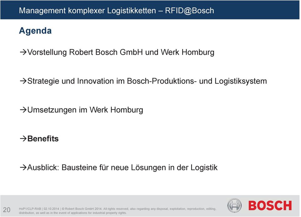Logistiksystem Umsetzungen im Werk Homburg Benefits