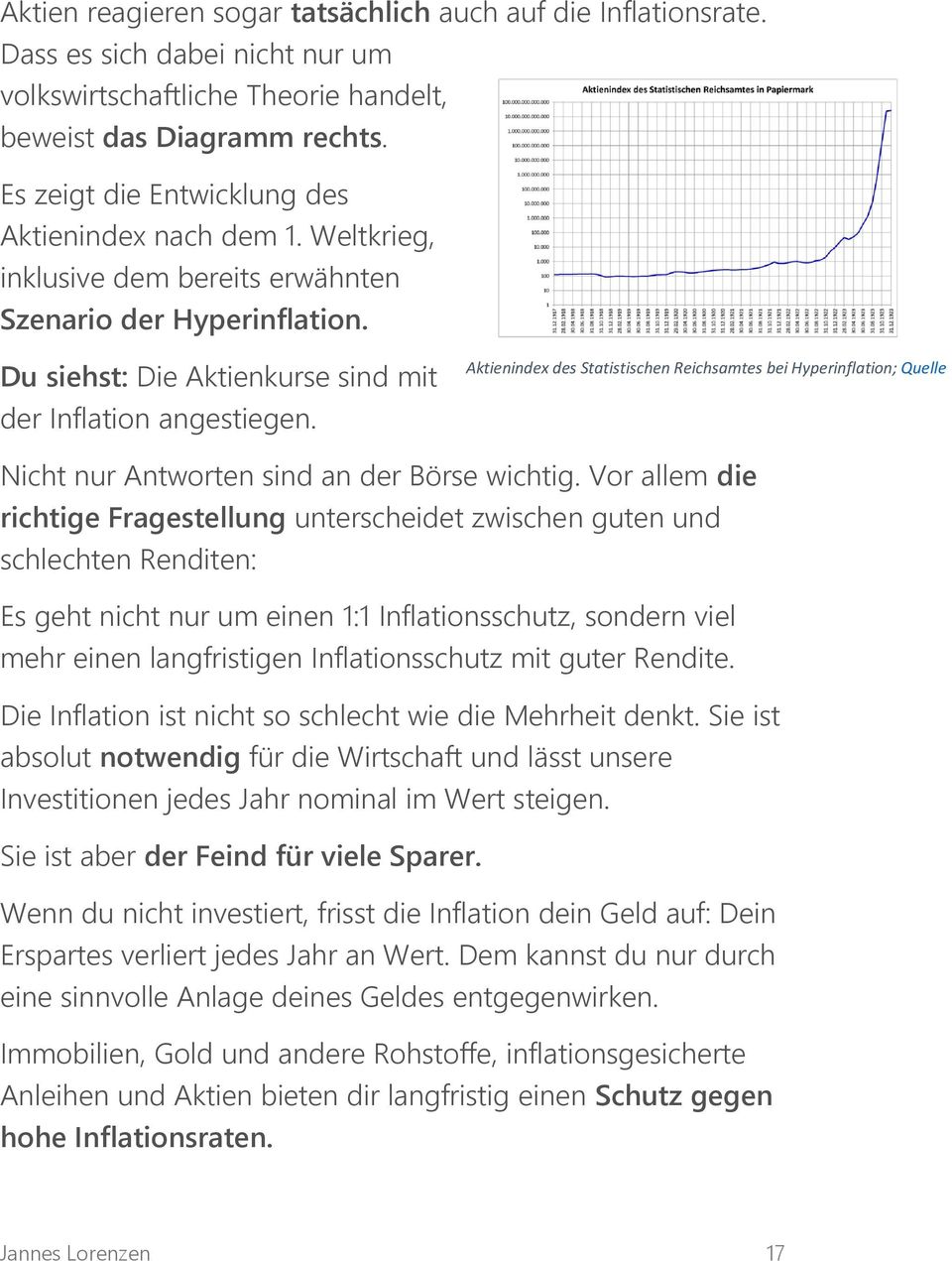 Aktienindex des Statistischen Reichsamtes bei Hyperinflation; Quelle Nicht nur Antworten sind an der Börse wichtig.