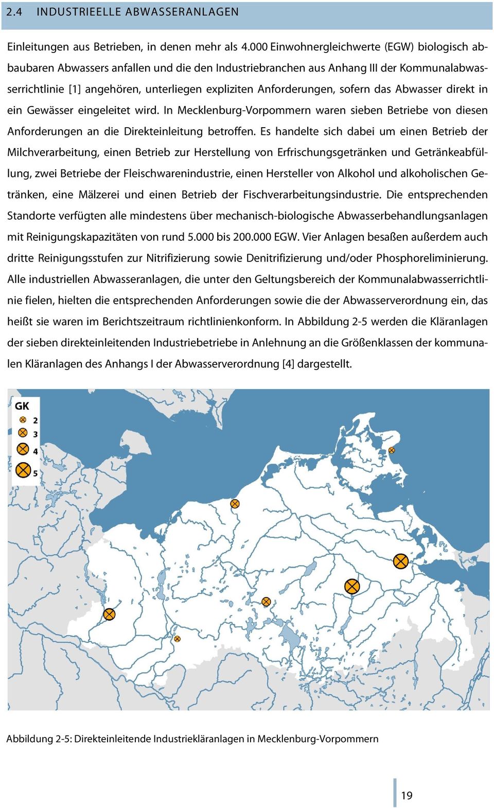 Anforderungen, sofern das Abwasser direkt in ein Gewässer eingeleitet wird. In Mecklenburg-Vorpommern waren sieben Betriebe von diesen Anforderungen an die Direkteinleitung betroffen.
