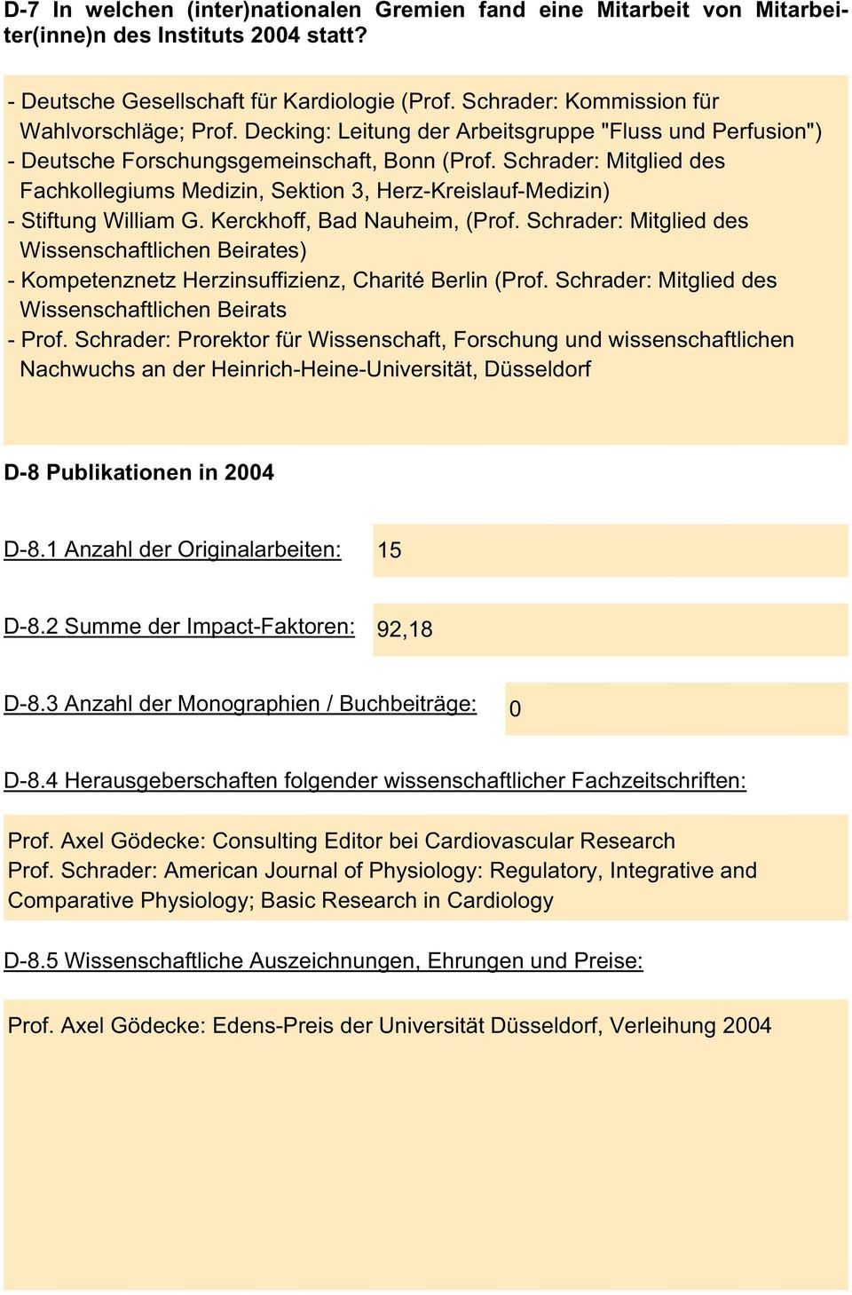Schrader: Mitglied des Fachkollegiums Medizin, Sektion 3, Herz-Kreislauf-Medizin) - Stiftung William G. Kerckhoff, Bad Nauheim, (Prof.