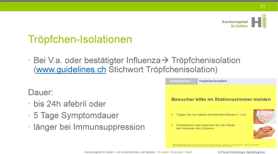 oder bestätigter Influenza Tröpfchenisolation (www.
