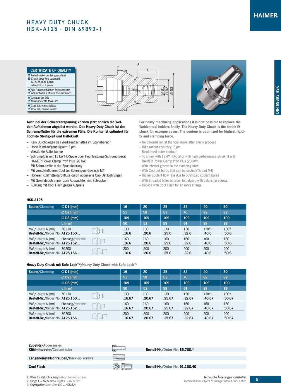 abgelöst werden. Das Heavy Duty Chuck ist das Schrumpffutter für die extremen Fälle. Die Kontur ist optimiert für höchste Steifigkeit und Haltekraft.