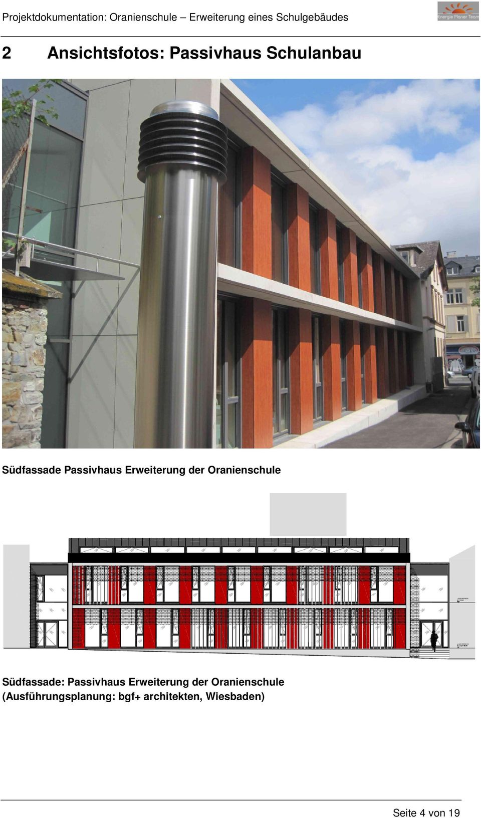 Südfassade:  (Ausführungsplanung: bgf+ architekten,