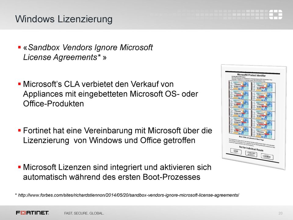 Lizenzierung von Windows und Office getroffen Microsoft Lizenzen sind integriert und aktivieren sich automatisch während