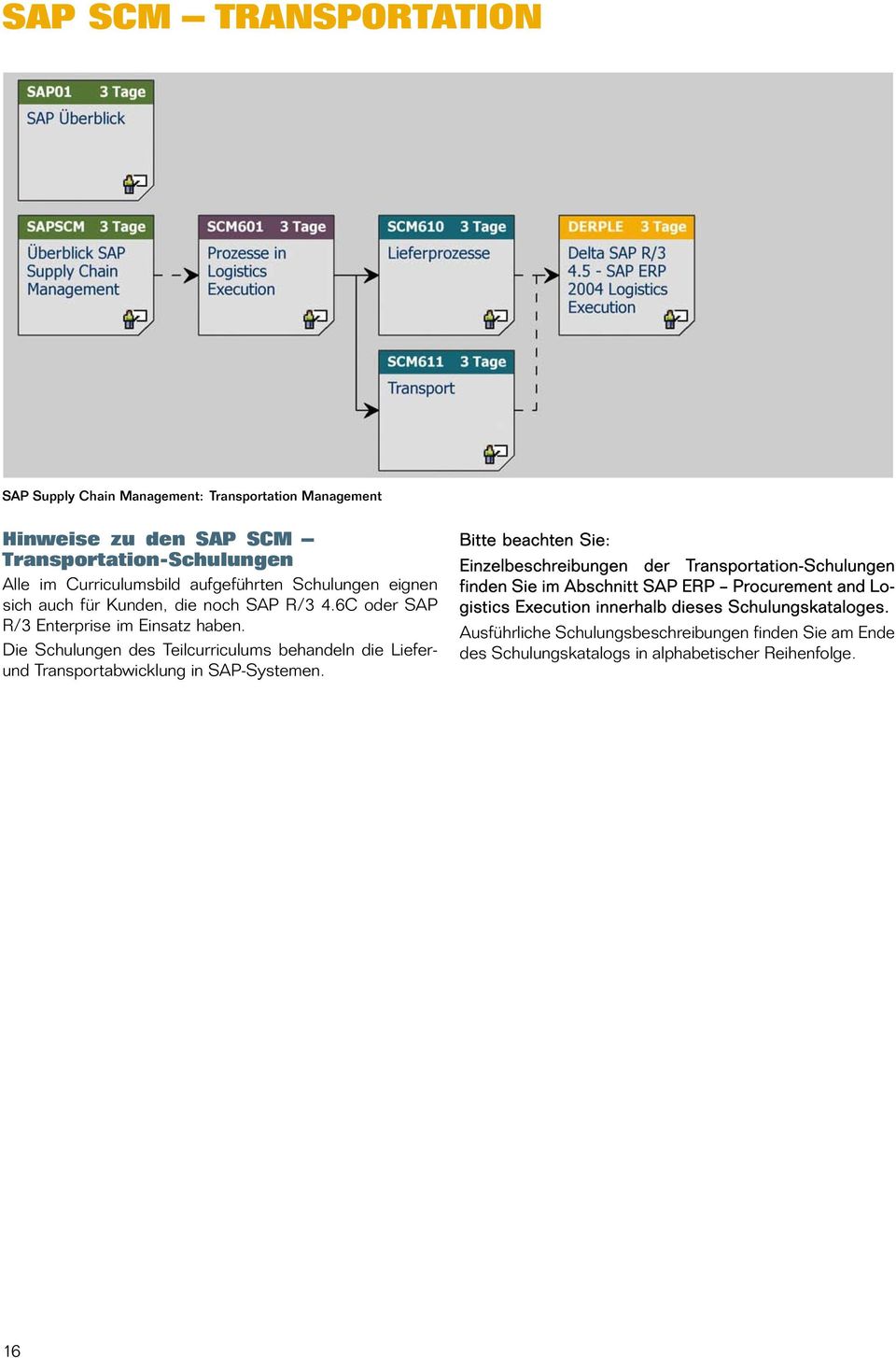 Die Schulungen des Teilcurriculums behandeln die Lieferund Transportabwicklung in SAP-Systemen.
