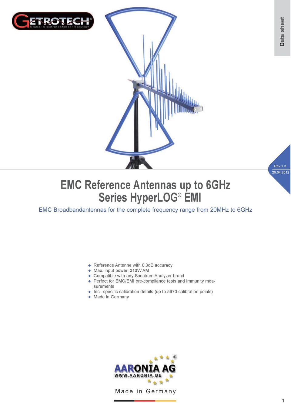 Spectrum Analyzer brand Perfect for EMC/EMI pre-compliance tests and immunity measurements