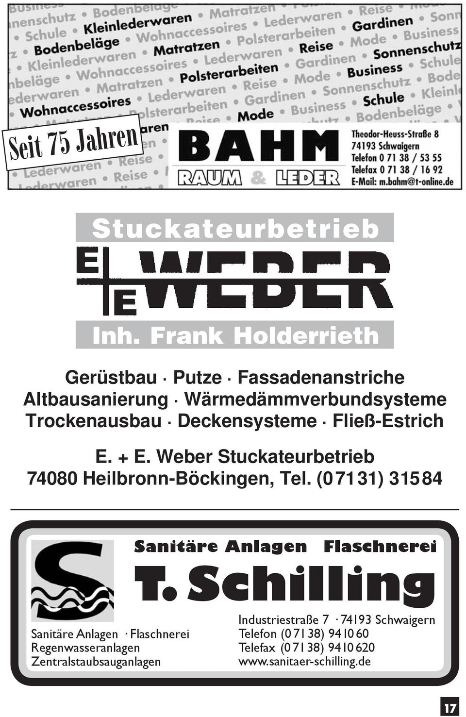 Fließ-Estrich E. + E. Weber Stuckateurbetrieb 74080 Heilbronn-Böckingen, Tel.