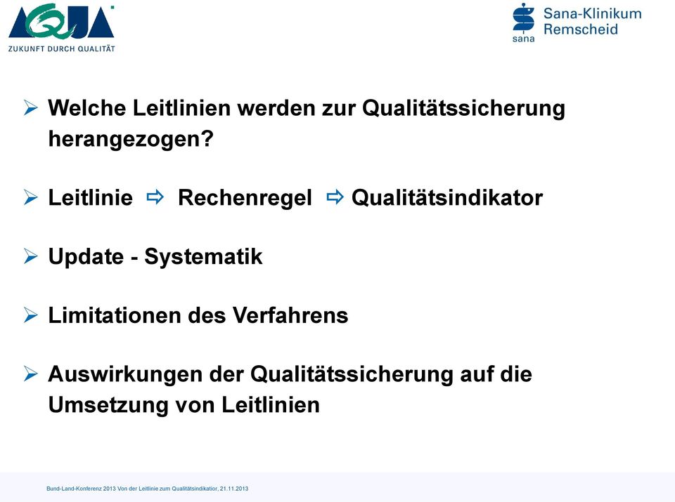 Leitlinie Rechenregel Qualitätsindikator Update -