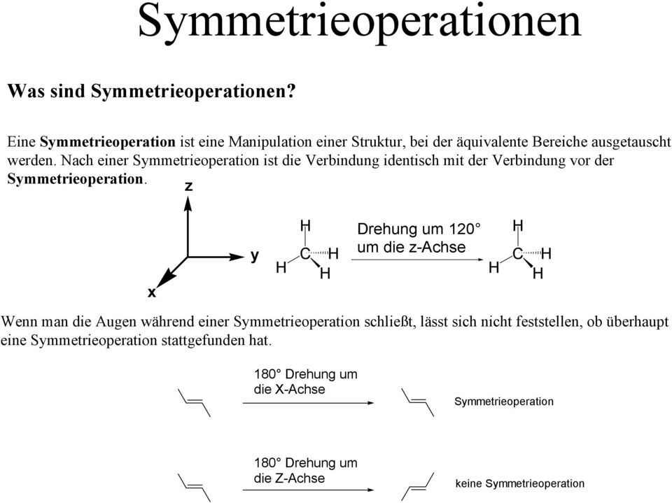 Nach einer Symmetrieoperation ist die Verbindung identisch mit der Verbindung vor der Symmetrieoperation.