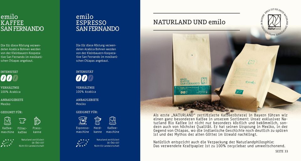 Mexiko GEEIGNET FÜR: Naturland zertifiziert DE-ÖKO-037 Nicht-EU-Landwirtschaft Mexiko GEEIGNET FÜR: Kaffeemaschine Filterkaffee Presskanne Espressomaschine Herdkanne Kaffeemaschine Naturland
