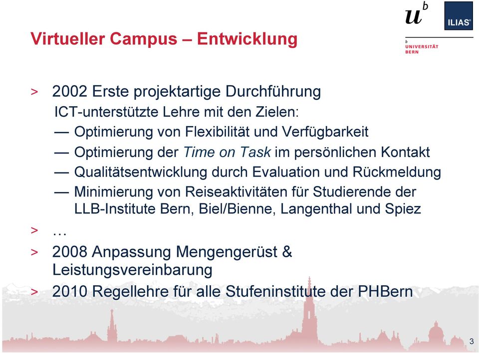 Evaluation und Rückmeldung Minimierung von Reiseaktivitäten für Studierende der LLB-Institute Bern, Biel/Bienne,