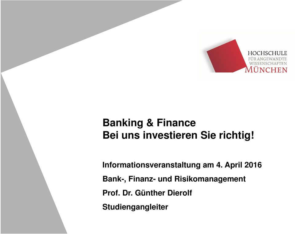 April 2016 Bank-, Finanz- und