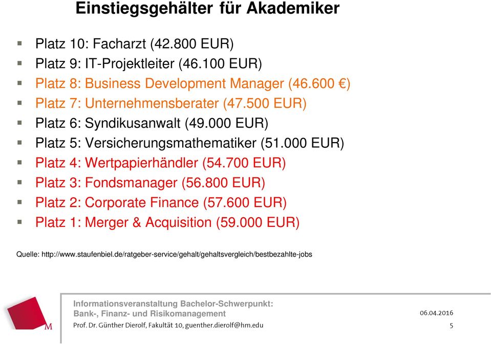 000 EUR) Platz 4: Wertpapierhändler (54.700 EUR) Platz 3: Fondsmanager (56.800 EUR) Platz 2: Corporate Finance (57.