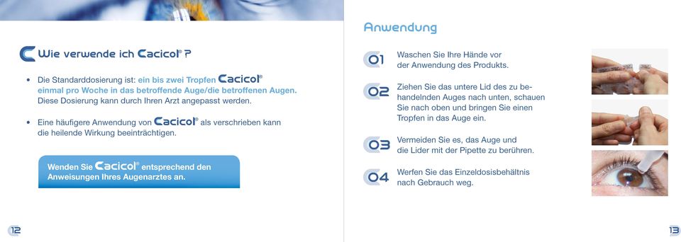 Wenden Sie entsprechend den Anweisungen Ihres Augenarztes an. als verschrieben kann 01 02 03 04 Waschen Sie Ihre Hände vor der Anwendung des Produkts.