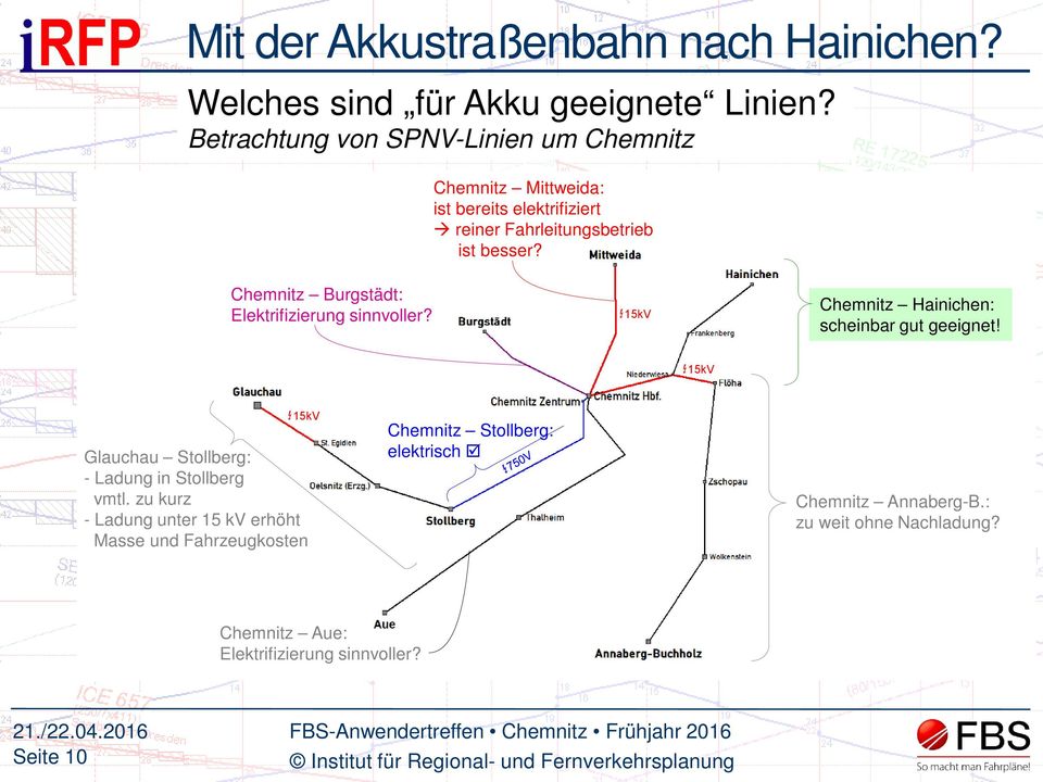 Chemnitz Burgstädt: Elektrifizierung sinnvoller? 15kV Chemnitz Hainichen: scheinbar gut geeignet!