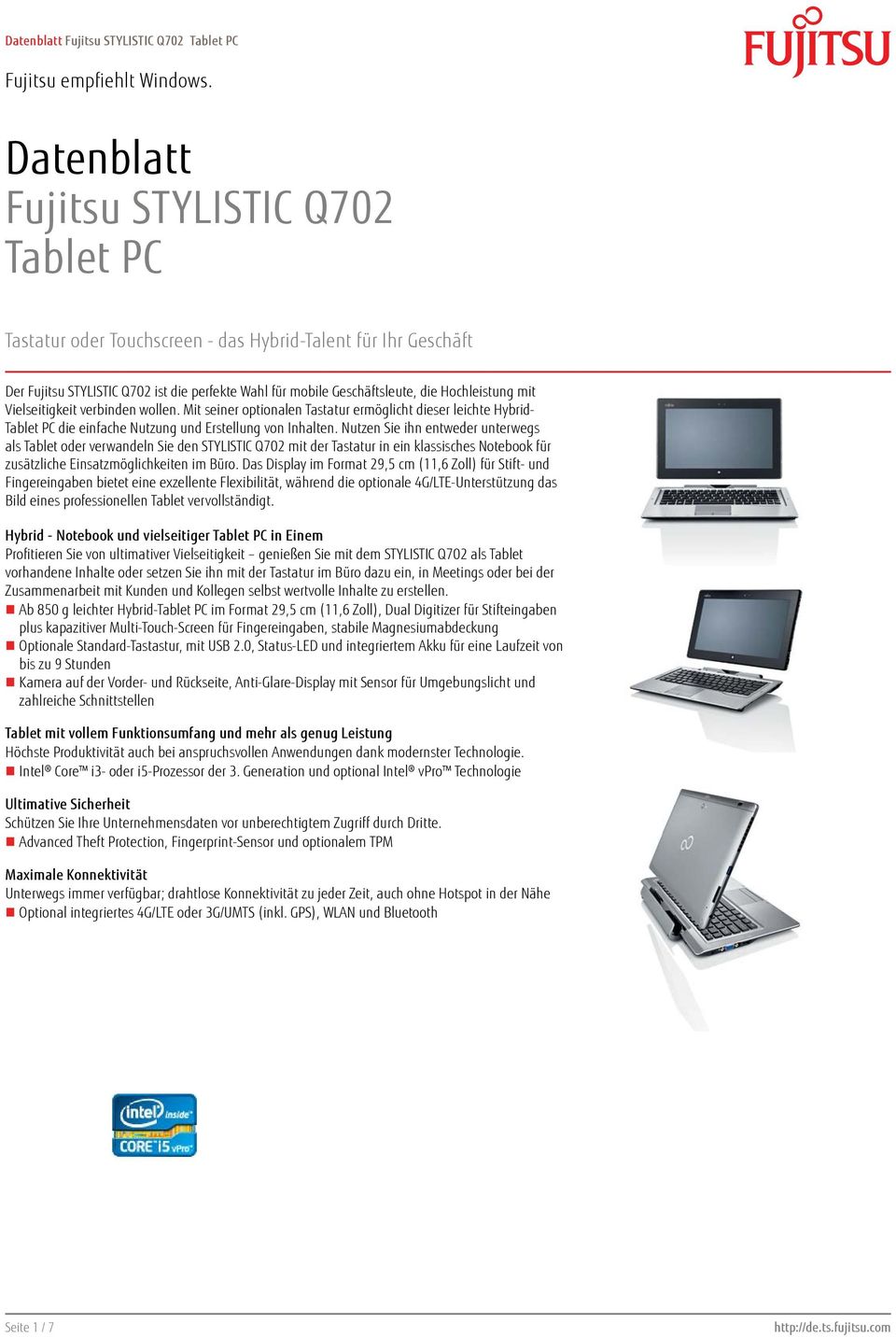 Mit seiner optionalen Tastatur ermöglicht dieser leichte Hybrid- Tablet PC die einfache Nutzung und Erstellung von Inhalten.