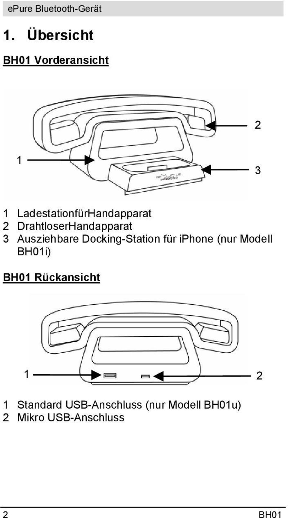 Ausziehbare Docking-Station für iphone (nur Modell BH01i)