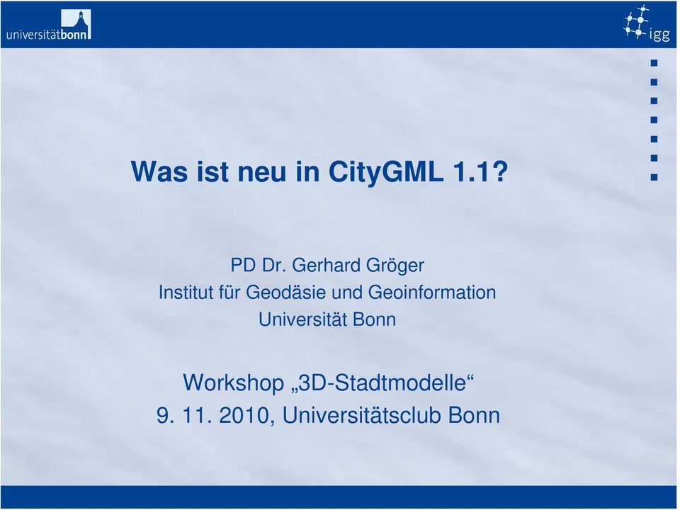 Geoinformation Universität Bonn Workshop