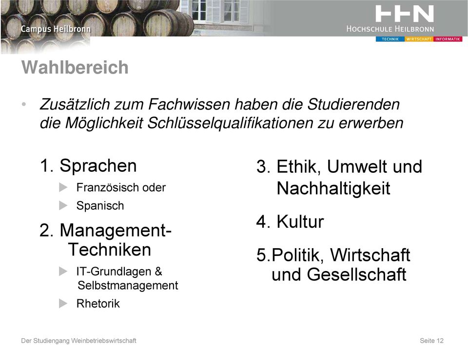 Management- Techniken IT-Grundlagen & Selbstmanagement Rhetorik 3.