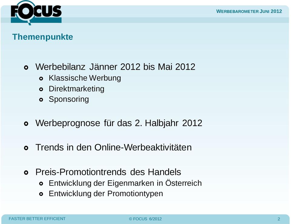 Halbjahr 2012 Trends in den Online-Werbeaktivitäten Preis-Promotiontrends des
