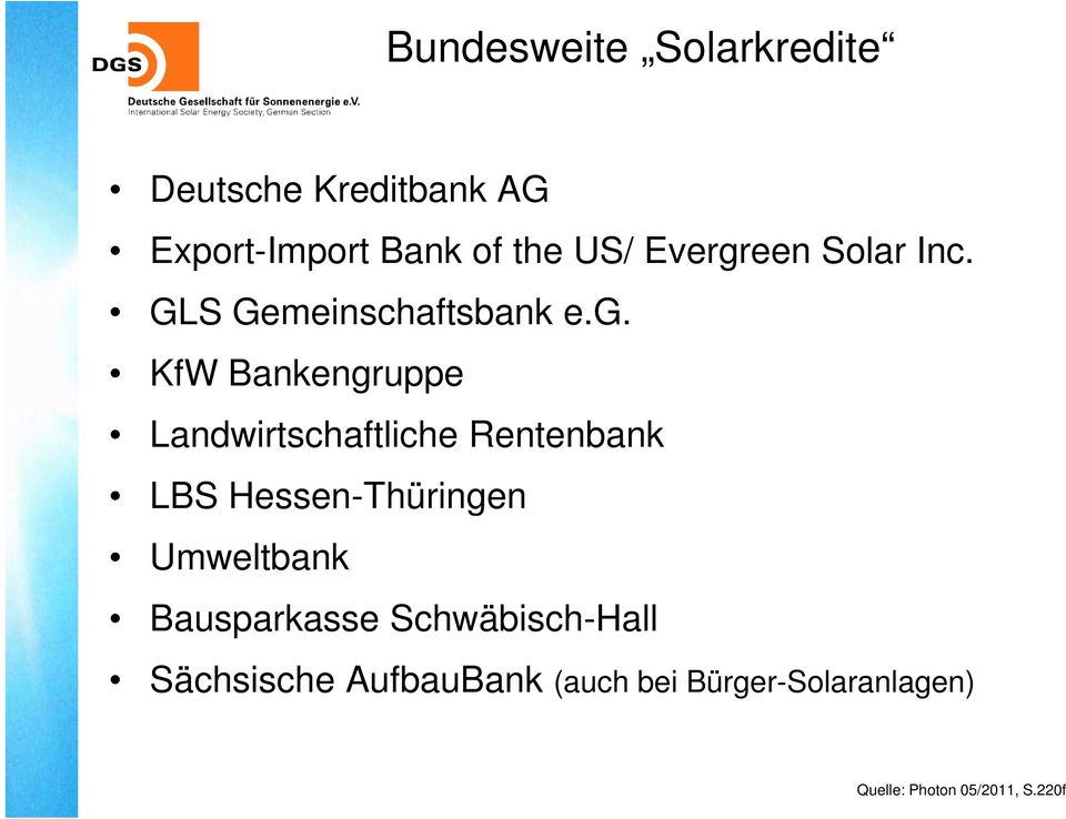 een Solar Inc. GLS Gemeinschaftsbank e.g.