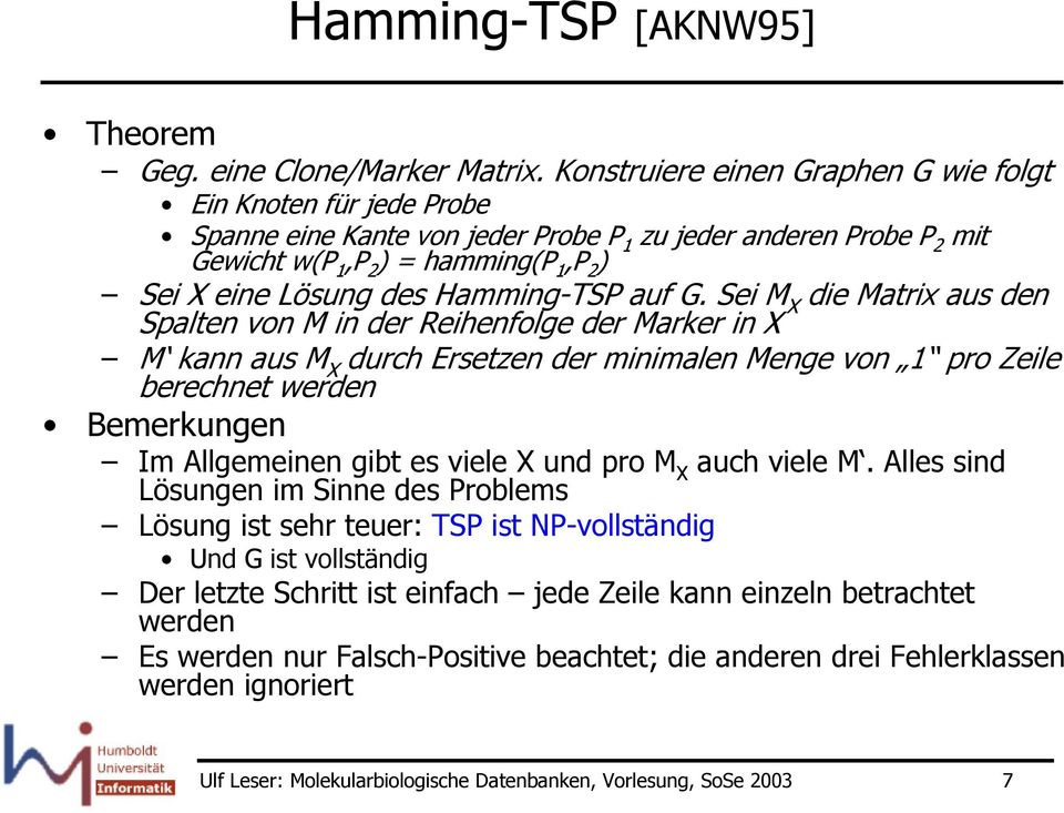 Hamming-TSP auf G.