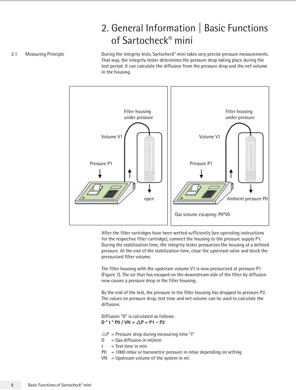 Filer housing under pressure Filer housing under pressure Volume V1 Volume V1 Pressure P1 Pressure P1 open Ambien pressure P0 Gas volume escaping: P0*V0 Afer he filer carridges have been weed