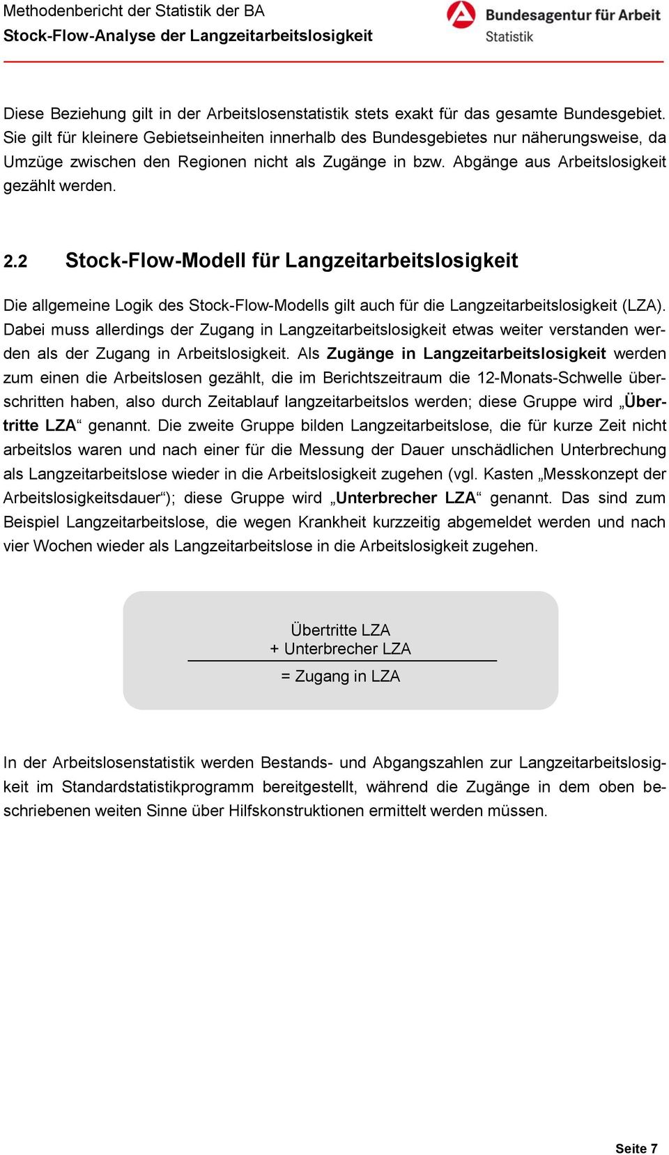 2 Stock-Flow-Modell für Langzeitarbeitslosigkeit Die allgemeine Logik des Stock-Flow-Modells gilt auch für die Langzeitarbeitslosigkeit (LZA).