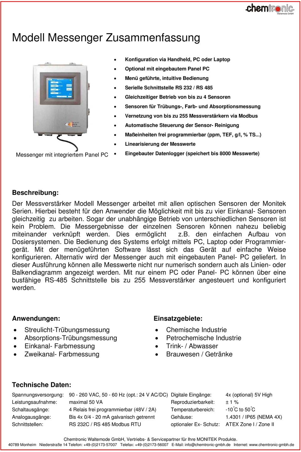 programmierbar (ppm, TEF, g/l, % TS.