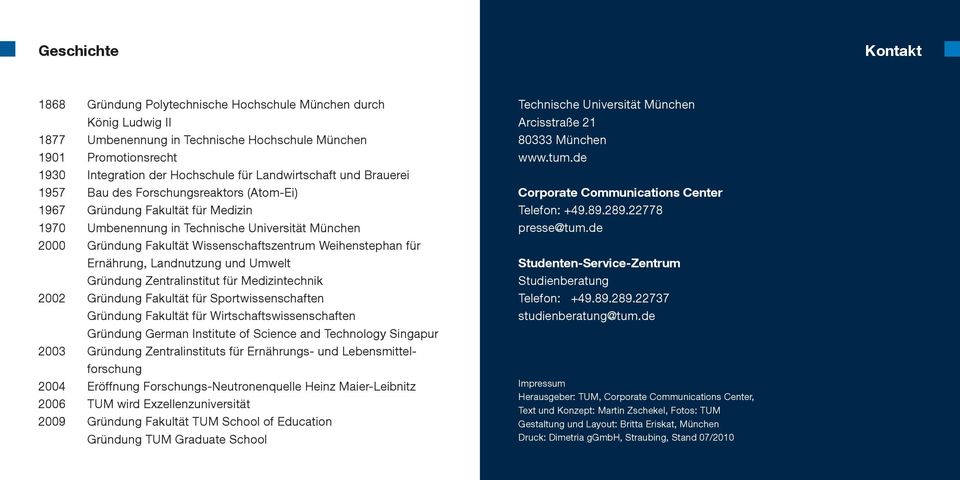 Ernährung, Landnutzung und Umwelt Gründung Zentralinstitut für Medizintechnik 2002 Gründung Fakultät für Sportwissenschaften Gründung Fakultät für Wirtschaftswissenschaften Gründung German Institute