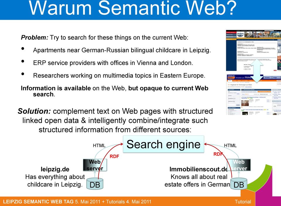Information is available on the Web, but opaque to current Web search.