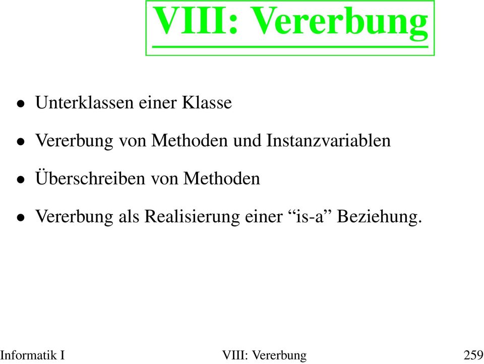 Überschreiben von Methoden Vererbung als