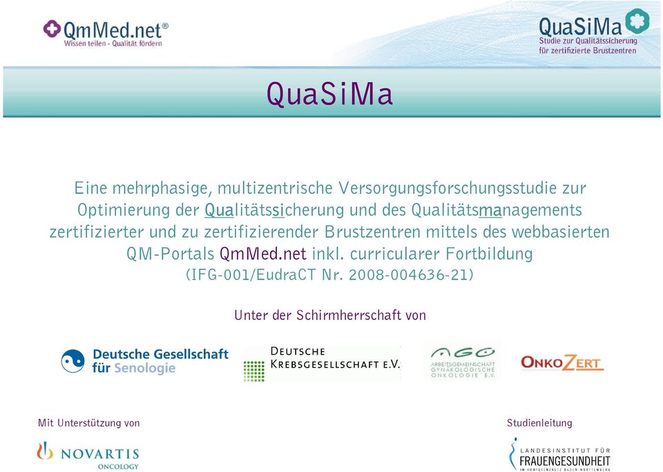 Brustzentren mittels des webbasierten QM-Portals QmMed.net inkl.